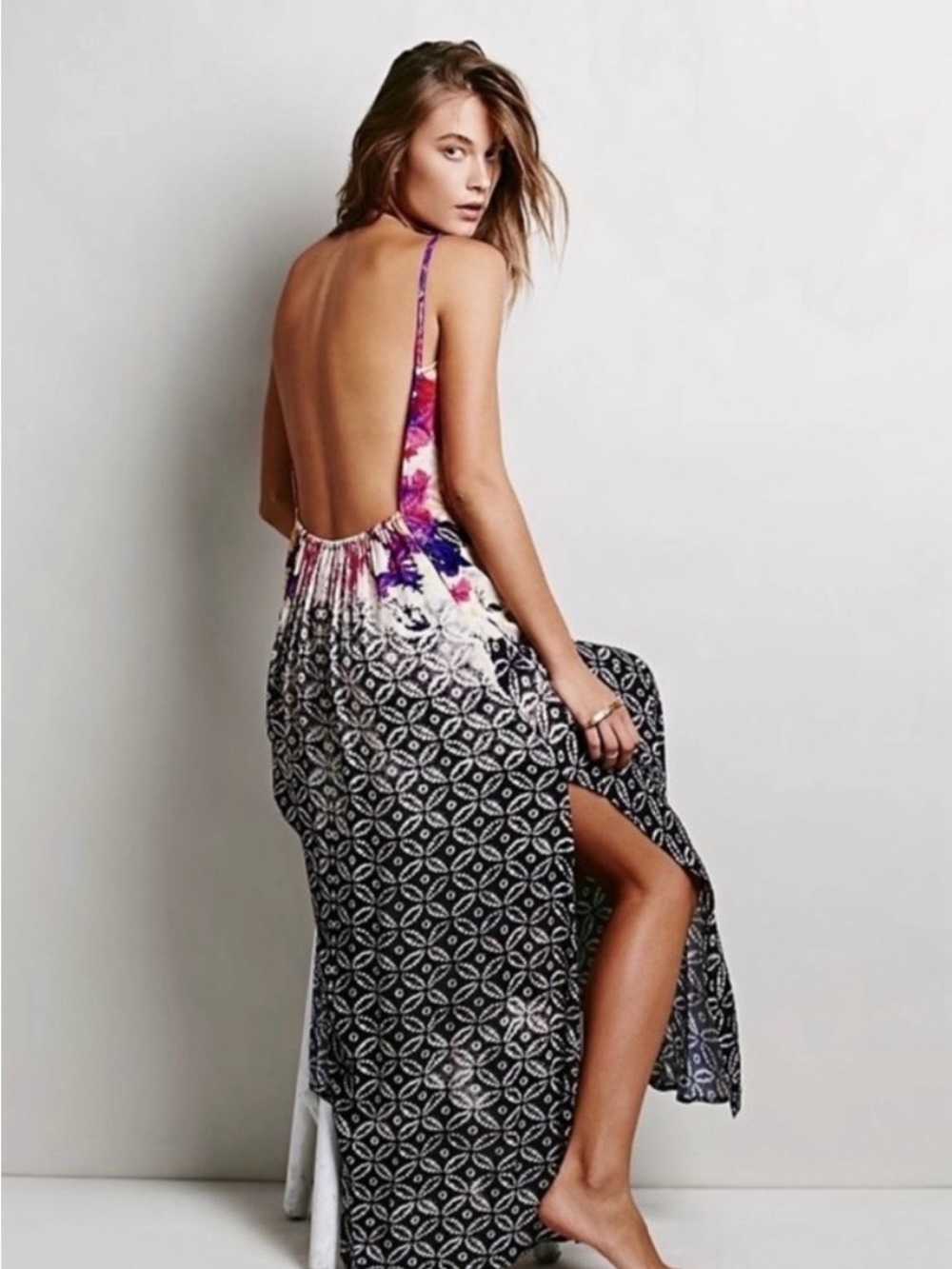 EUC XS Vintage Free People Backless Maxi Dress
